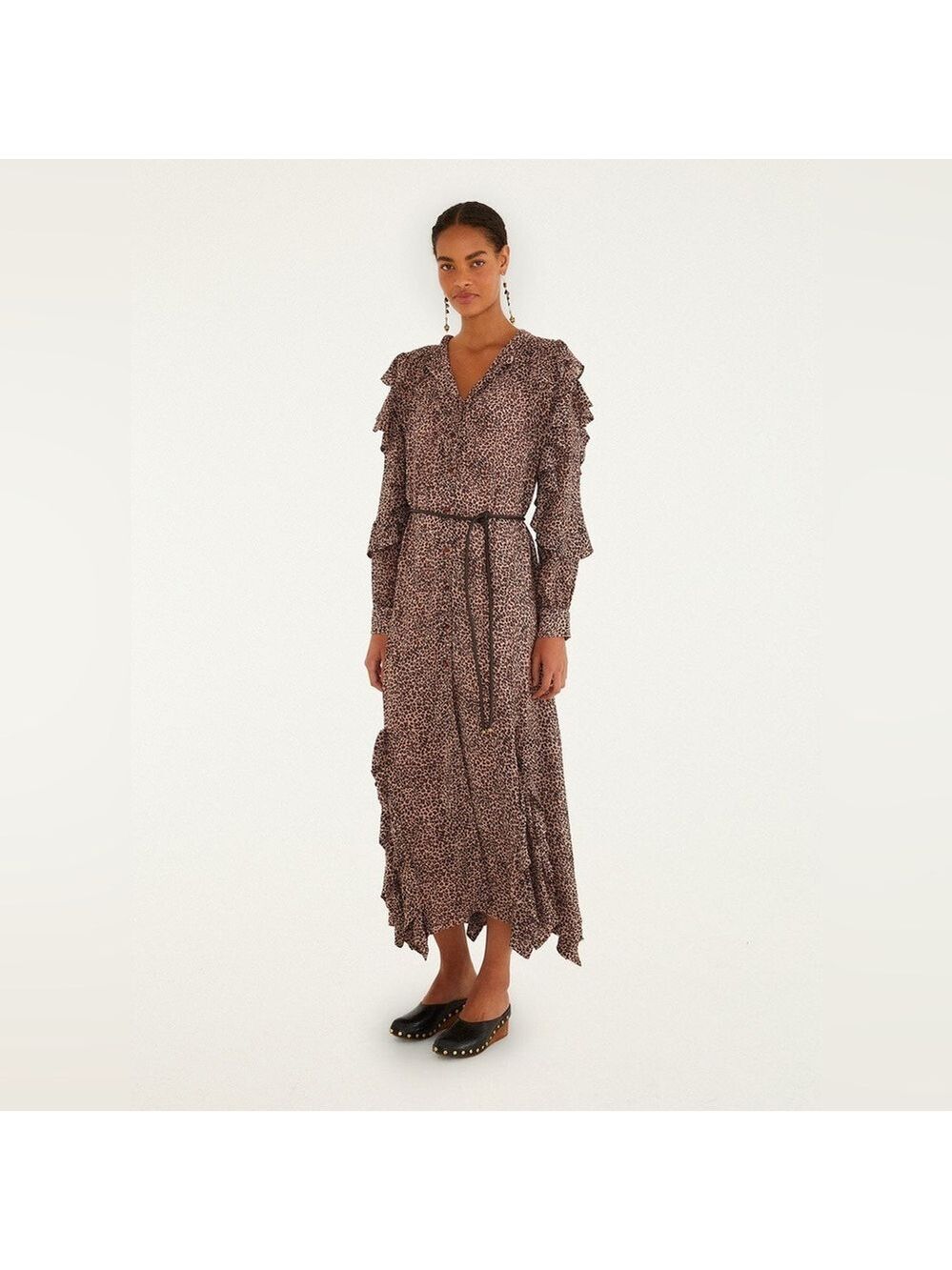 Farm Rio Pink Baby Leopard Long Maxi Dress